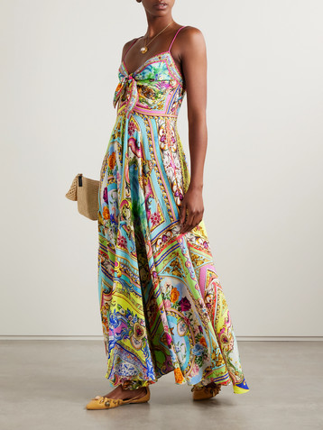 Camilla Crystal-embellished printed silk crepe de chine maxi dress