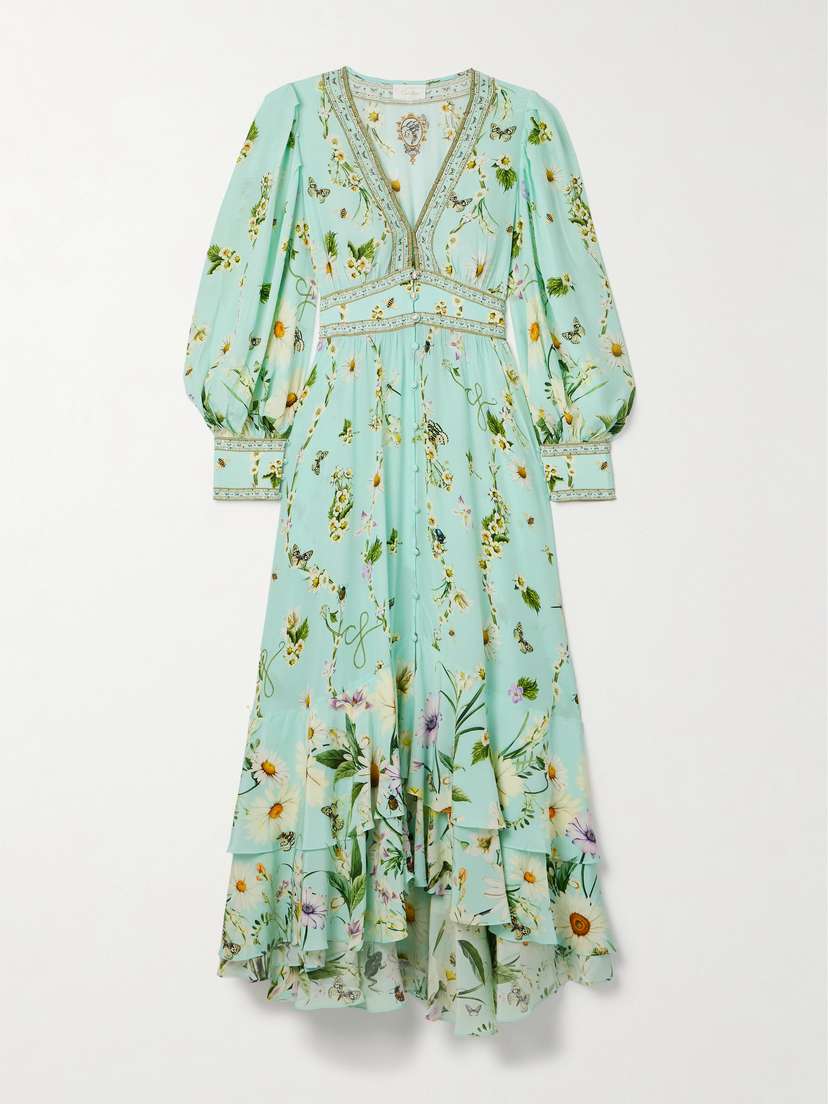 Camilla Crystal-embellished Printed Silk Crepe De Chine Maxi Dress