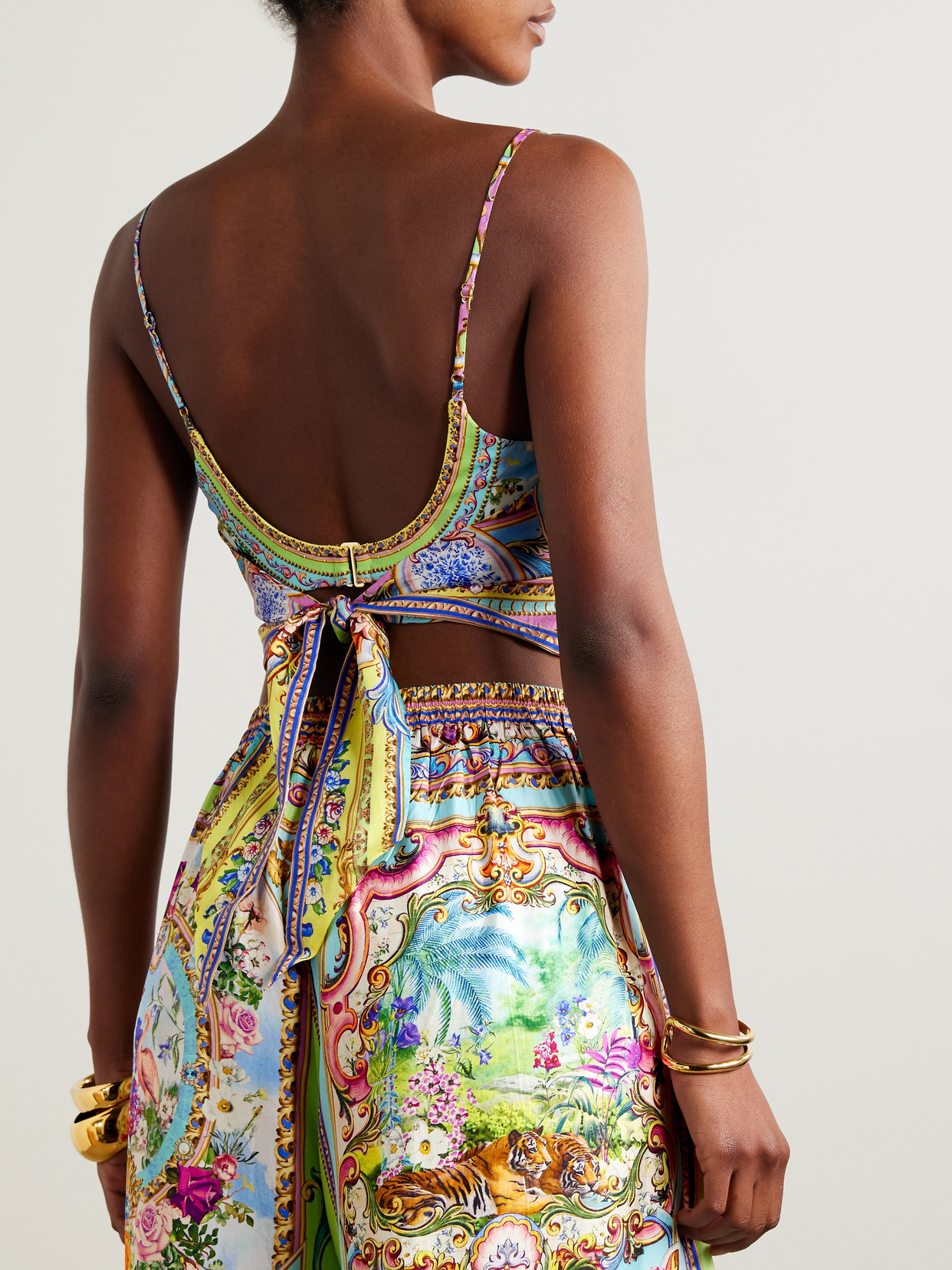 Camilla Crystal-embellished Printed Silk-twill Camisole