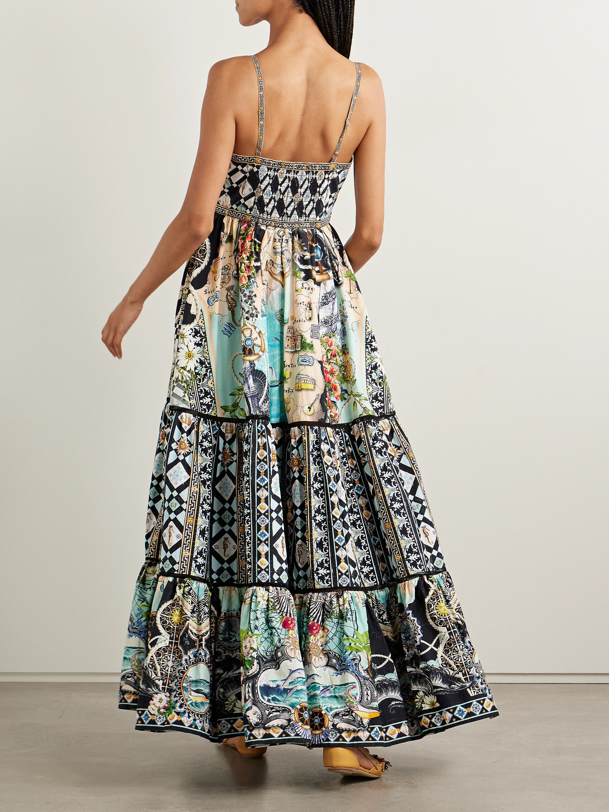 Camilla Tiered Printed Organic Cotton-poplin Maxi Dress In Multi