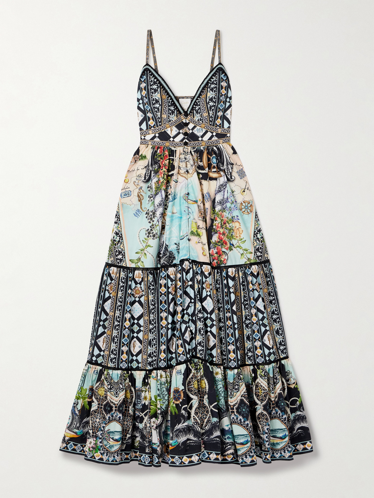 Camilla Tiered Printed Organic Cotton-poplin Maxi Dress In Multi