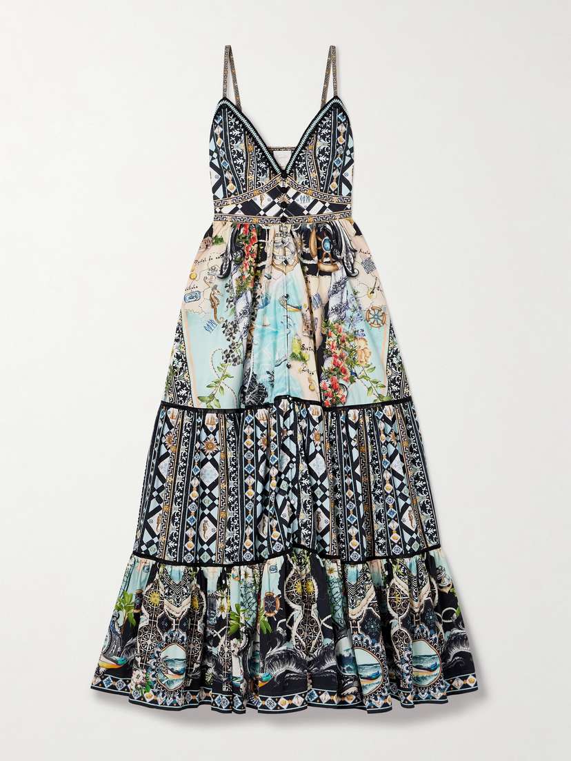 Camilla Tiered Printed Organic Cotton-poplin Maxi Dress