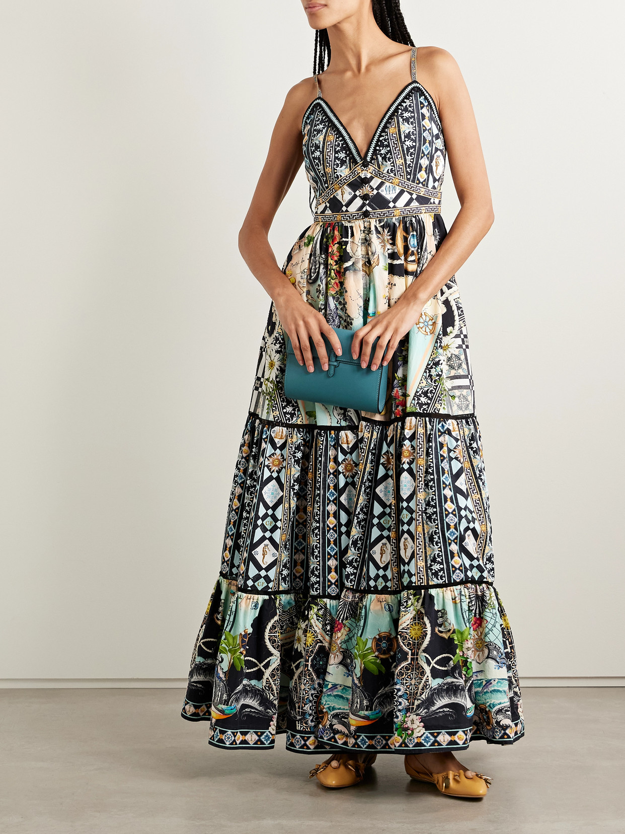 Camilla Tiered Printed Organic Cotton-poplin Maxi Dress In Multi