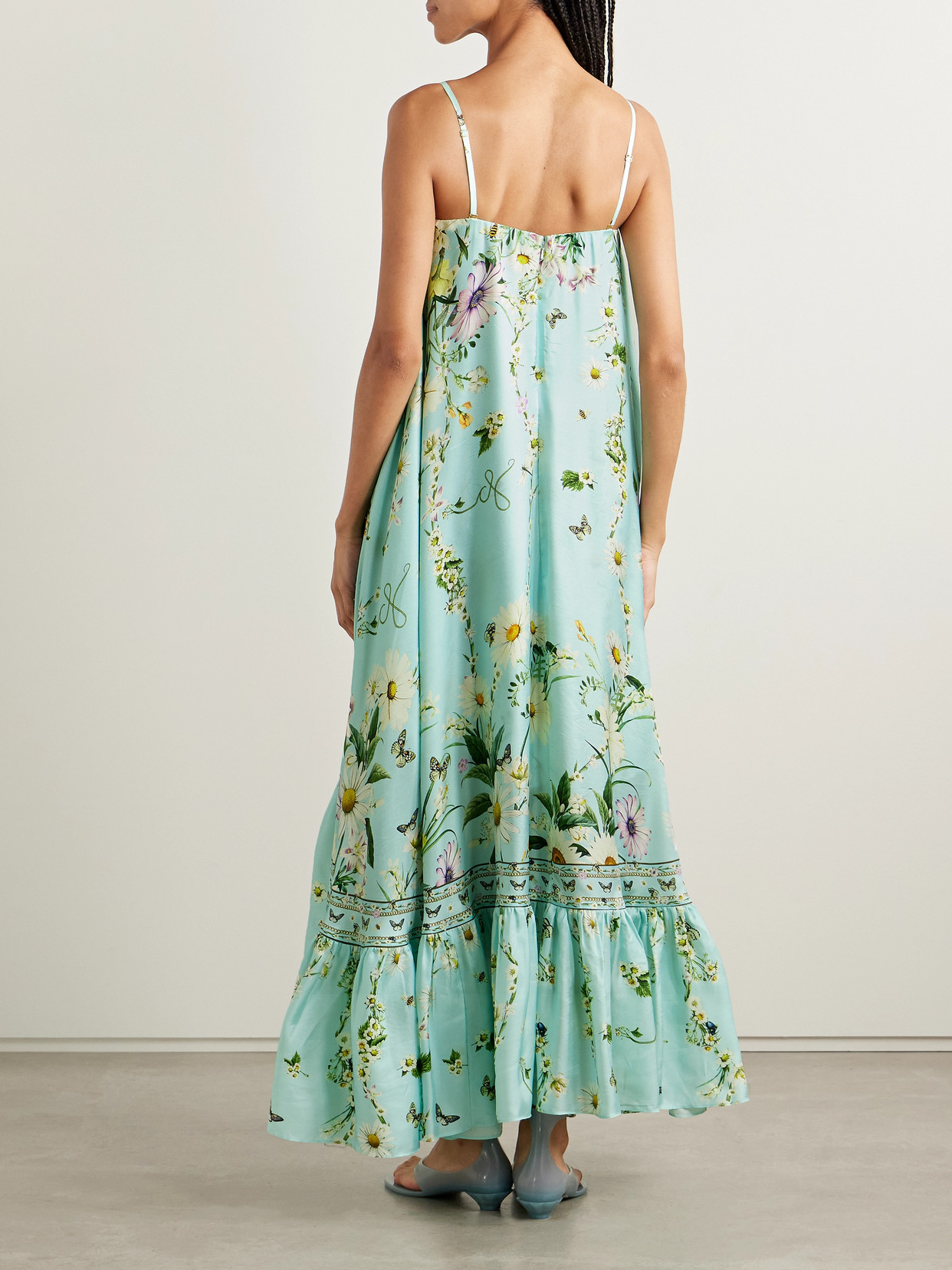 Camilla Strapless Floral-print Silk-twill Maxi Dress In Green