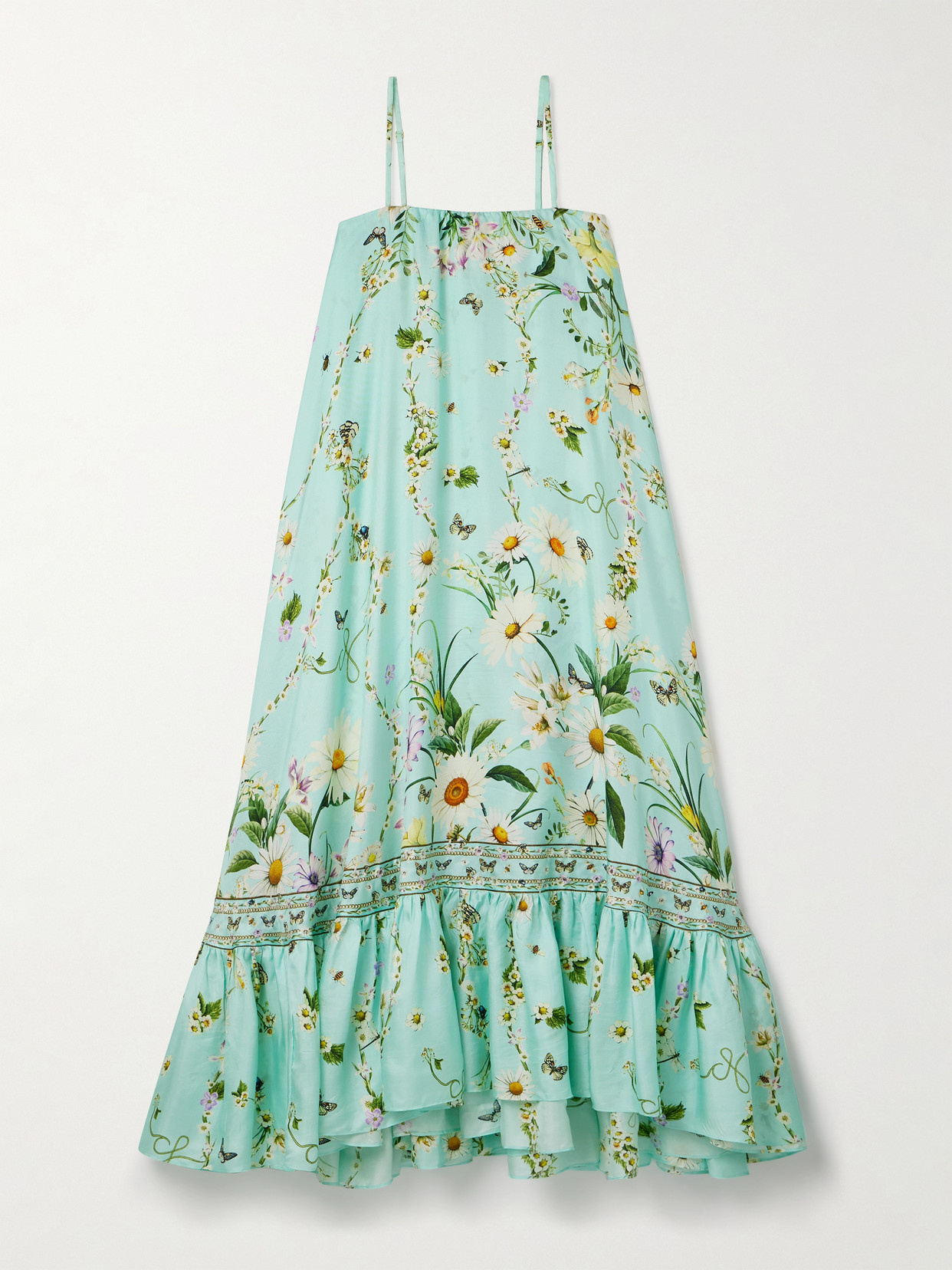 Camilla Strapless Floral-print Silk-twill Maxi Dress In Green