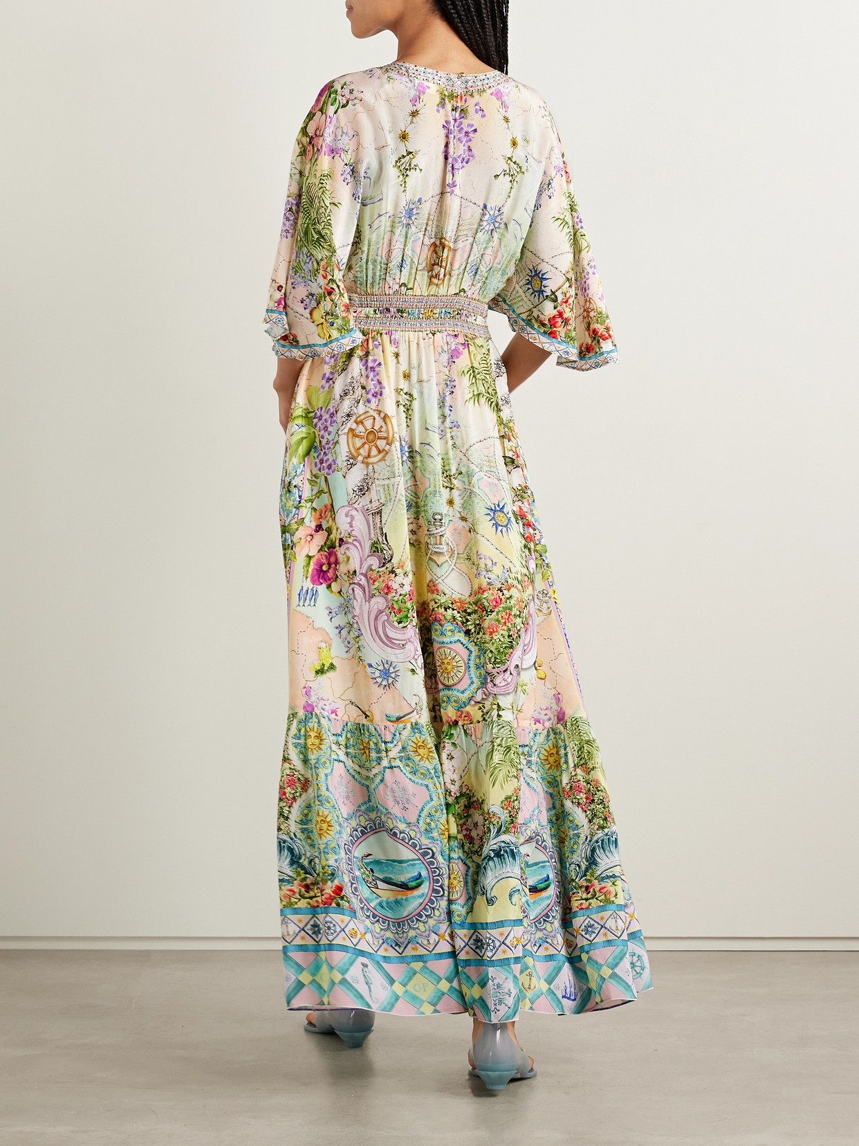 Camilla Just Coasting Crystal-embellished Printed Silk Crepe De Chine Maxi Dress In Multi