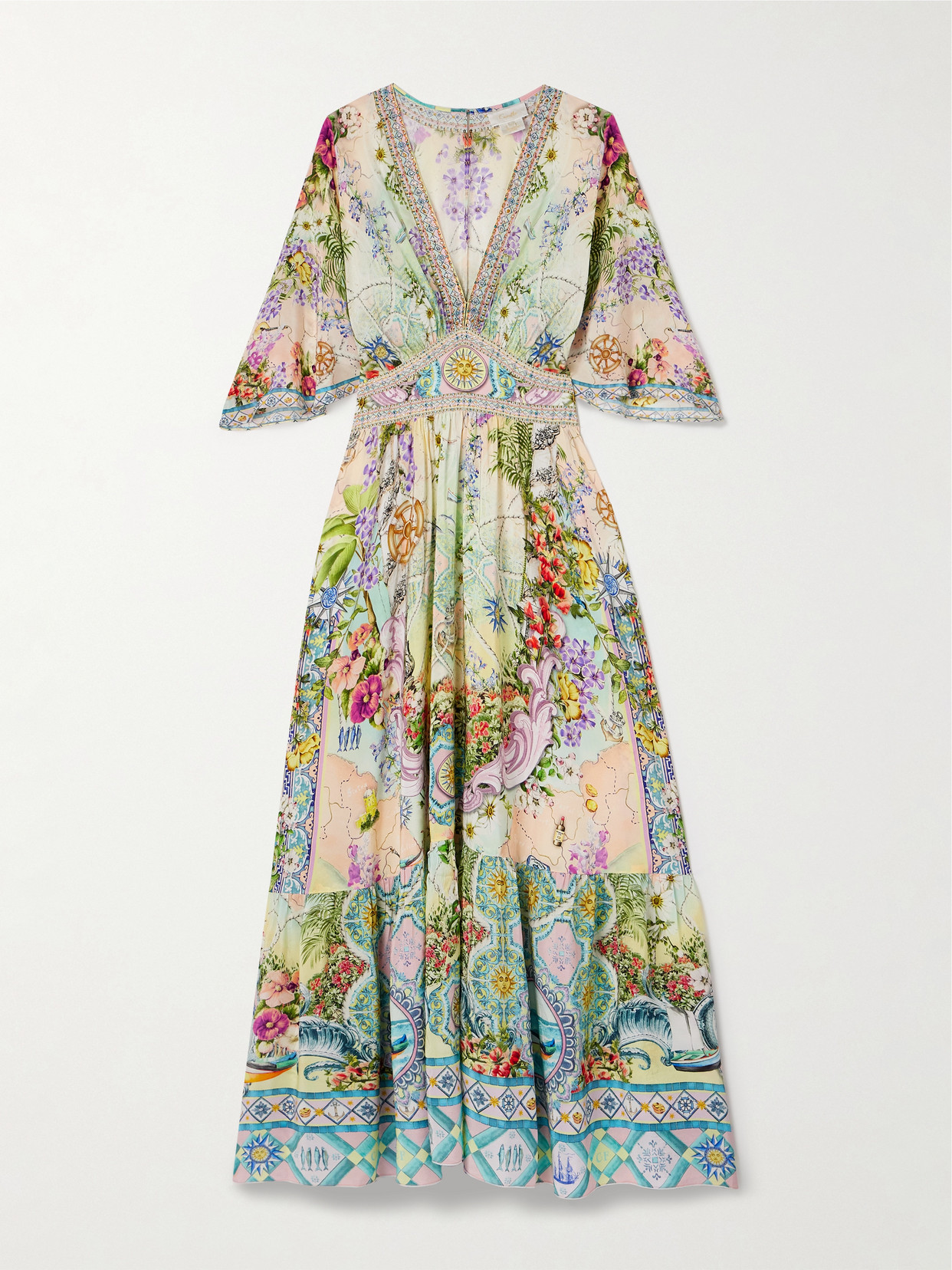 Camilla Just Coasting Crystal-embellished Printed Silk Crepe De Chine Maxi Dress In Multi