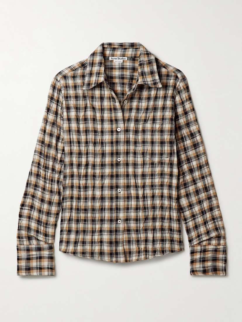 Acne Studios Checked Crinkled-twill Shirt