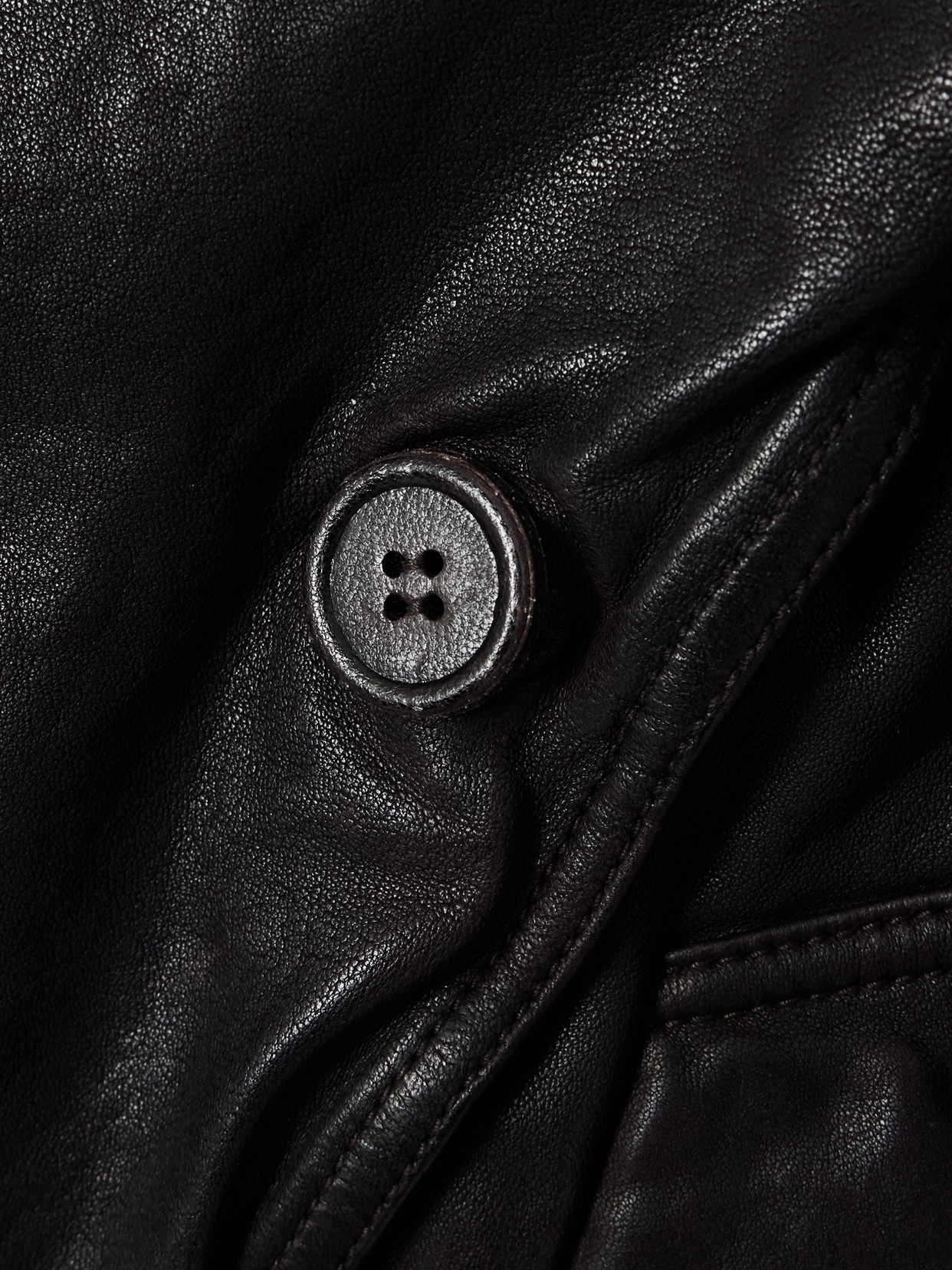 Acne Studios Double-breasted Belted Leather Jacket In Black