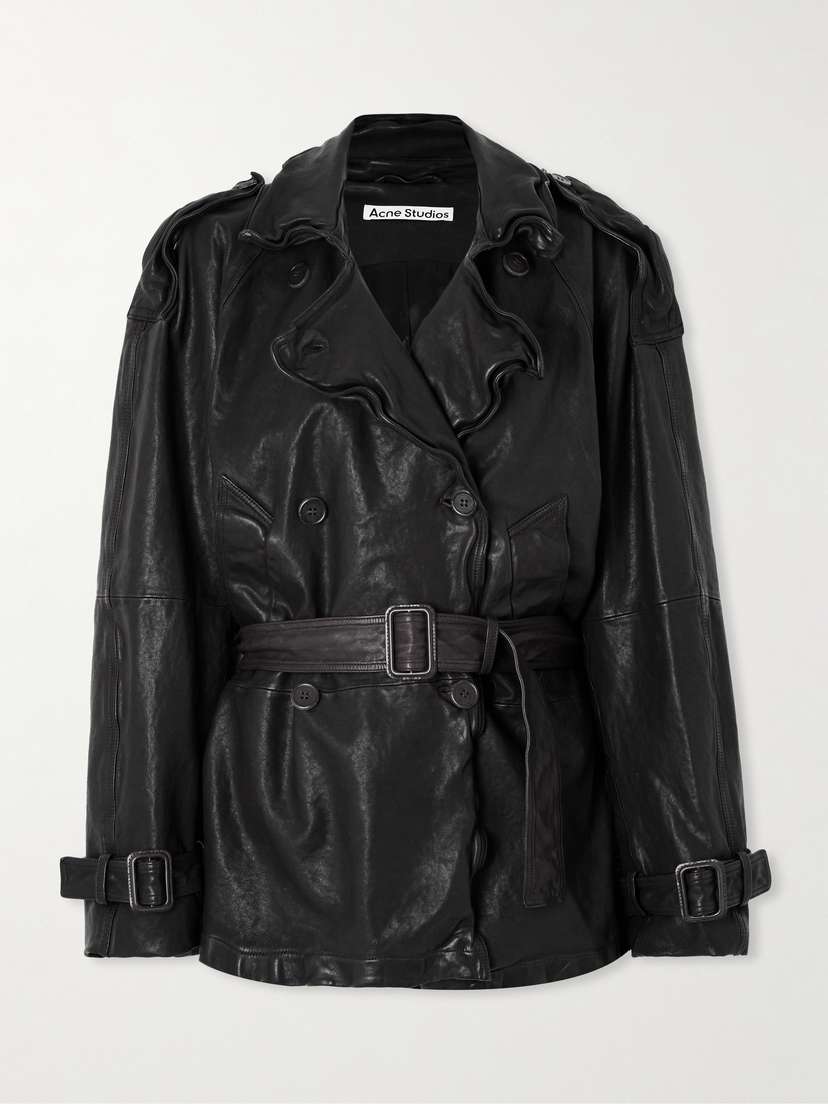 Acne Studios Double-breasted Belted Leather Jacket
