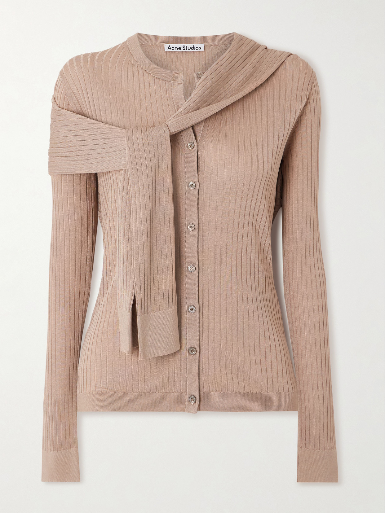 Acne Studios Layered Ribbed-knit Cardigan In Neutrals