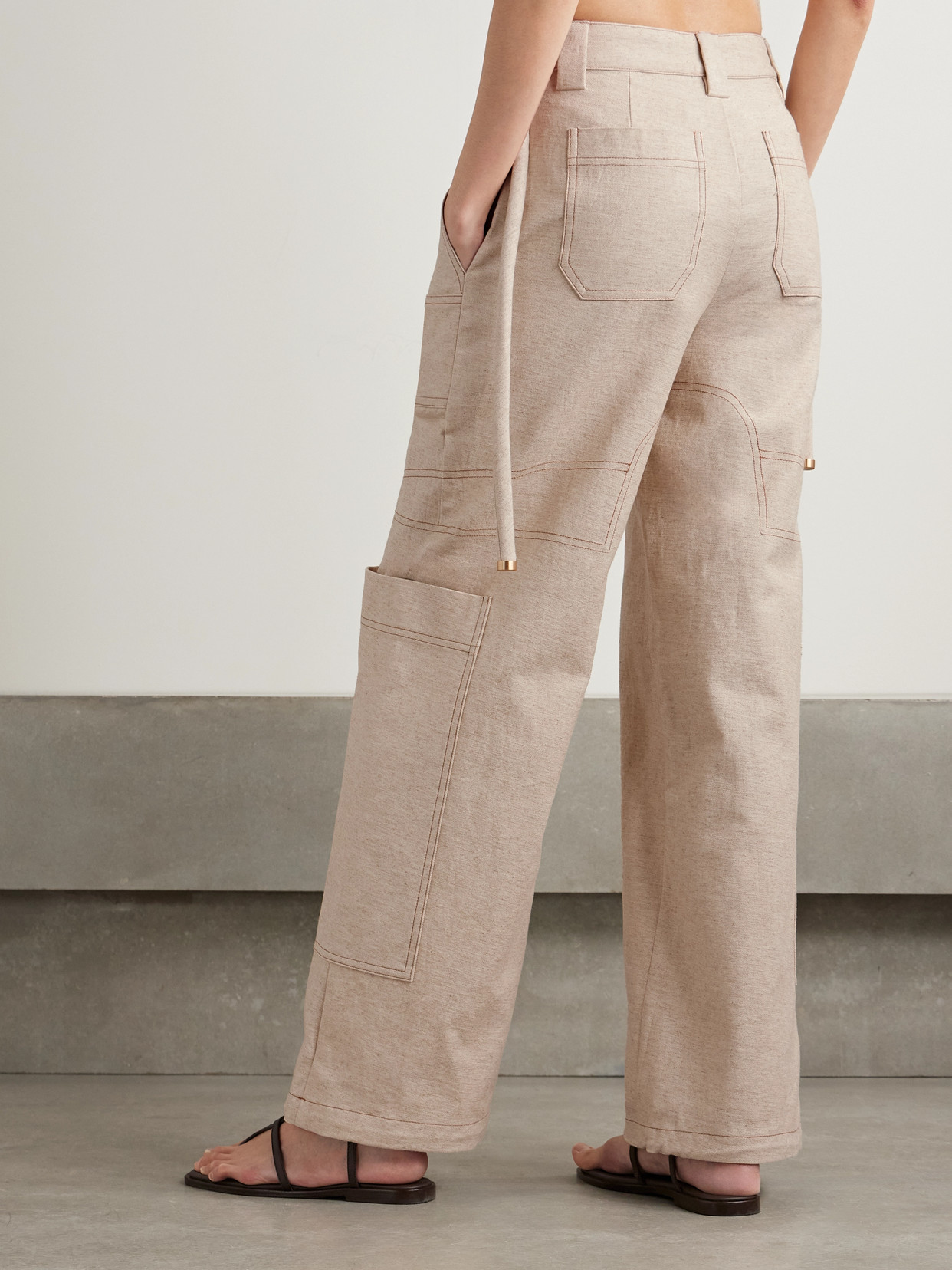 Cult Gaia Wynn Cotton And Linen-blend Wide-leg Cargo Pants In Neutrals