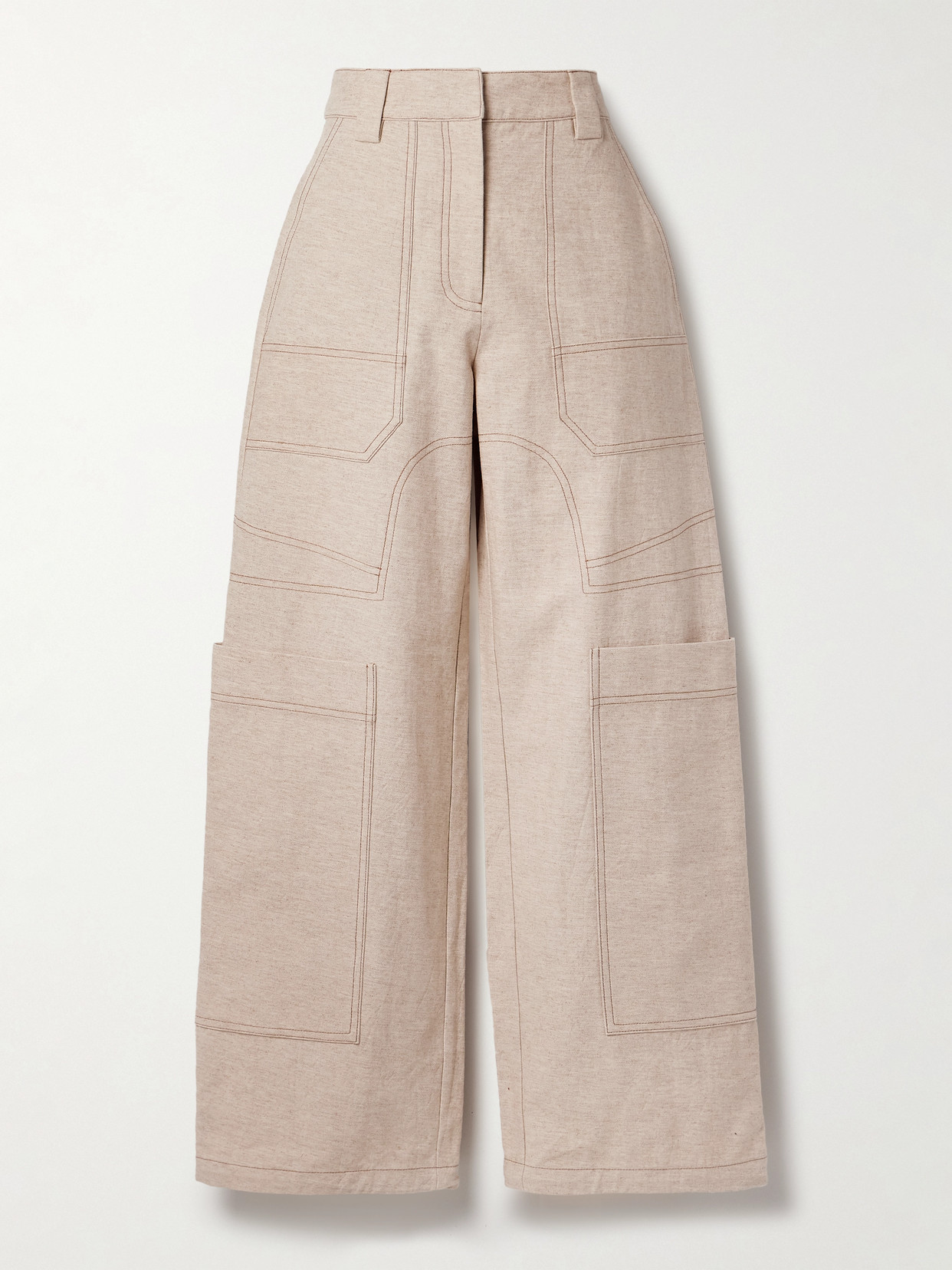 Cult Gaia Wynn Cotton And Linen-blend Wide-leg Cargo Pants In Neutrals