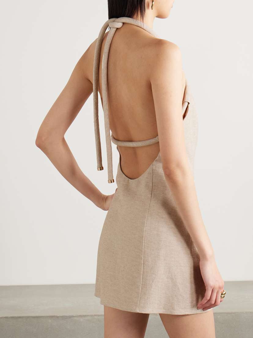 Lenis Cotton And Linen-blend Halterneck Mini Dress - x small | Image | 2