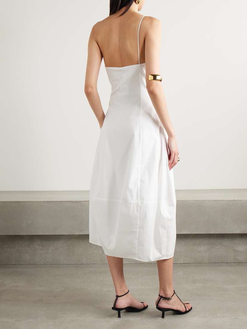 Araceli One-shoulder Gathered Cotton-blend Poplin Midi Dress - US0 | Image | 2