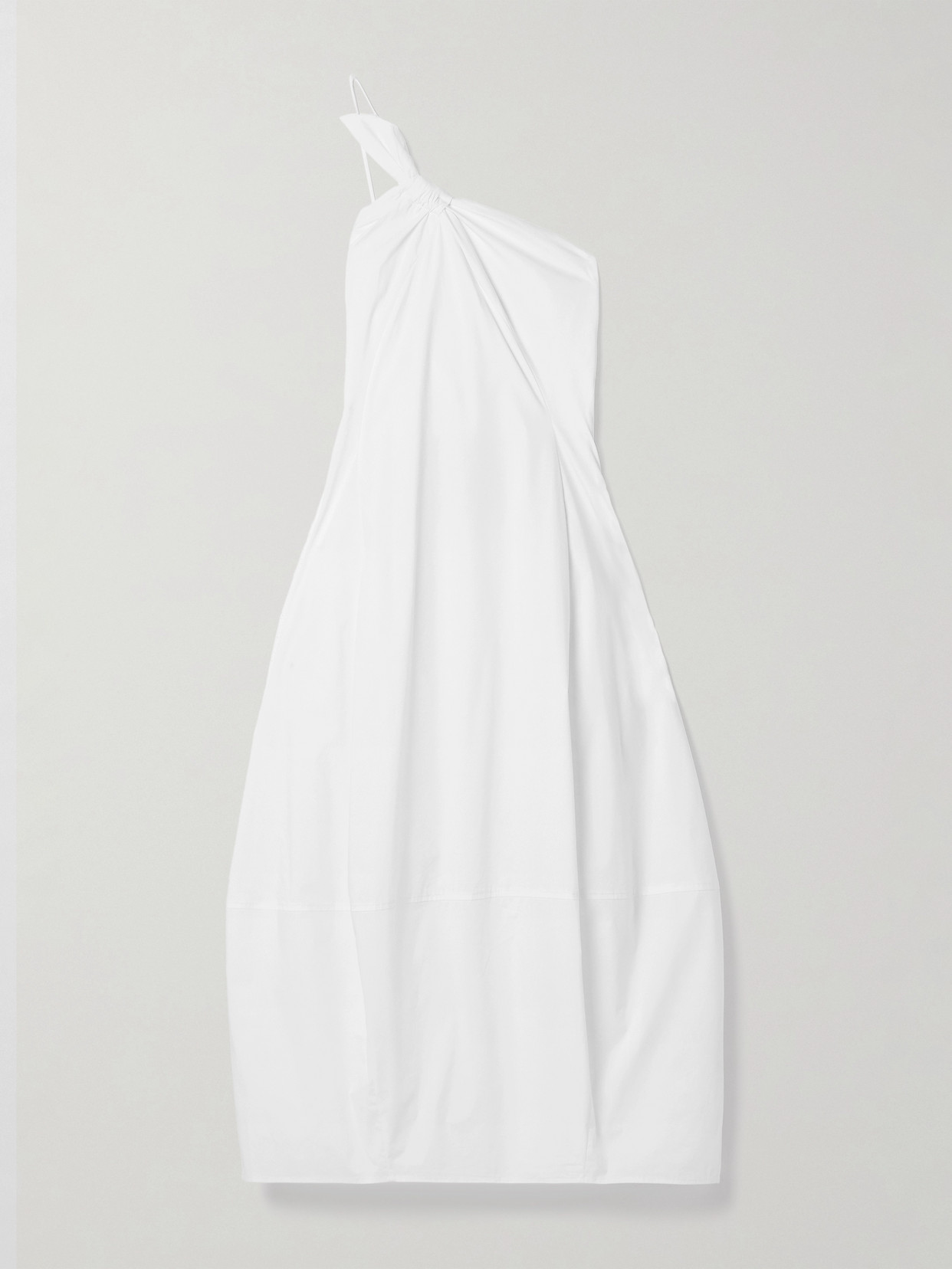 Cult Gaia Araceli One-shoulder Gathered Cotton-blend Poplin Midi Dress