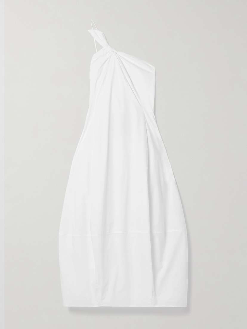 Araceli One-shoulder Gathered Cotton-blend Poplin Midi Dress - US0 | Image | 0