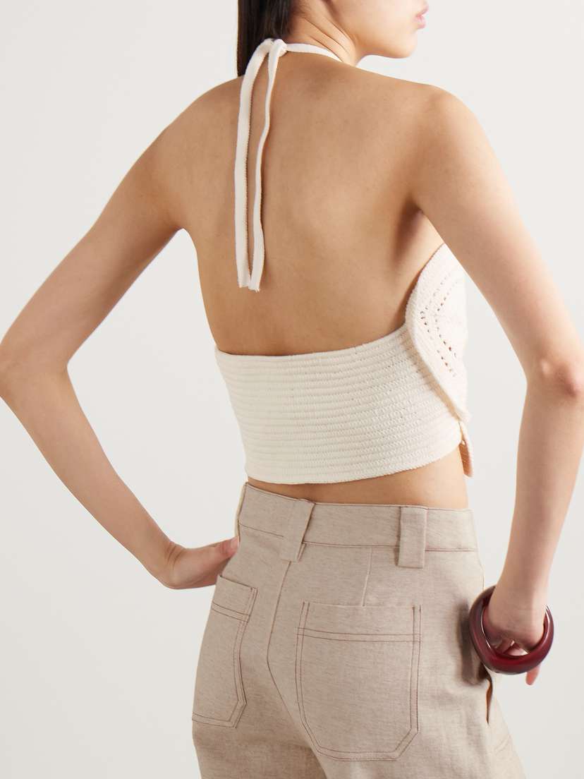 Emelia Cropped Crocheted Cotton Halterneck Top - x small | Image | 2