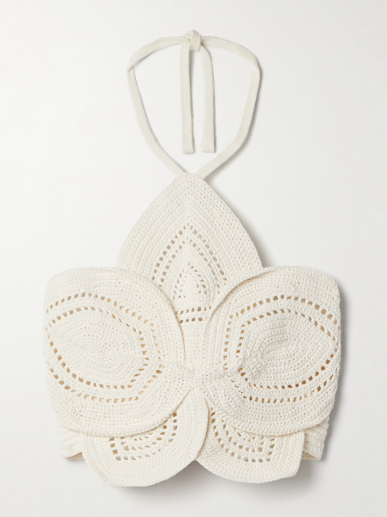 Cult Gaia Emelia Cropped Crocheted Cotton Halterneck Top