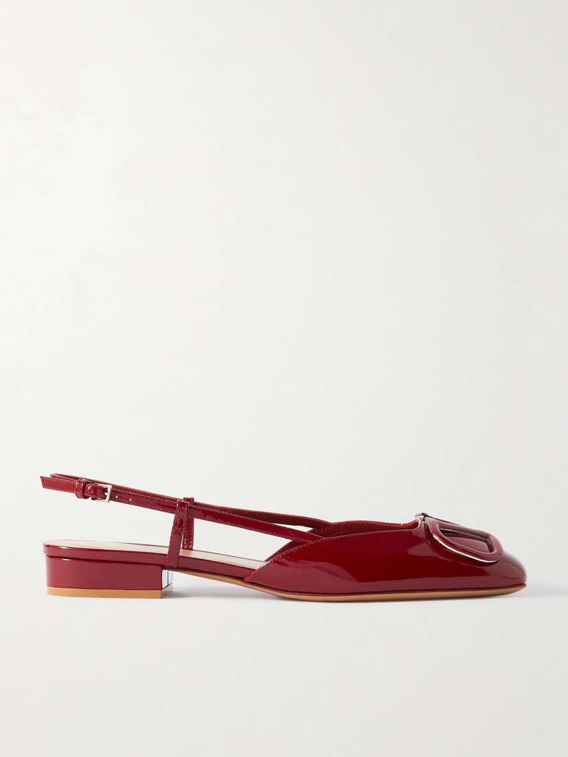 Valentino Garavani Vlogo 30 Patent-leather Slingback Flats
