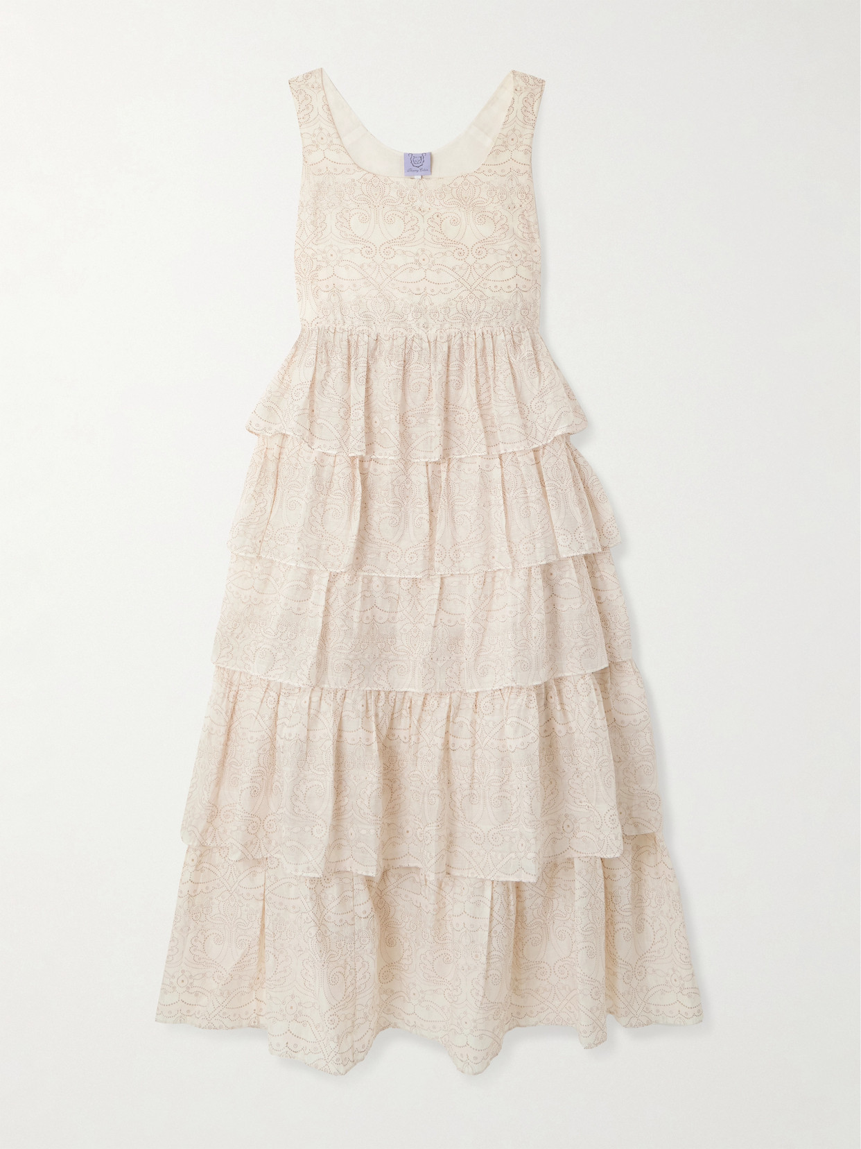 Thierry Colson Ines Tiered Printed Cotton And Silk-blend Maxi Dress In Pink