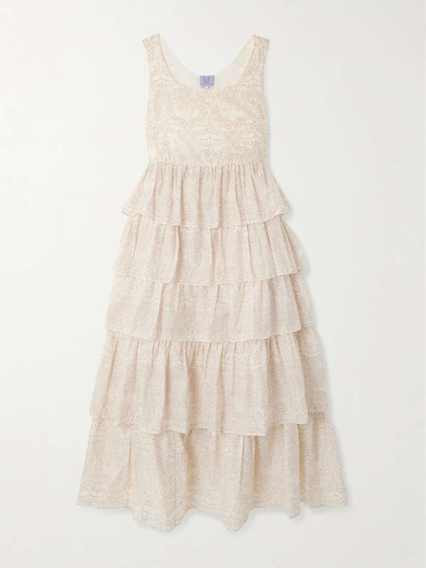 Thierry Colson Ines Tiered Printed Cotton And Silk-blend Maxi Dress