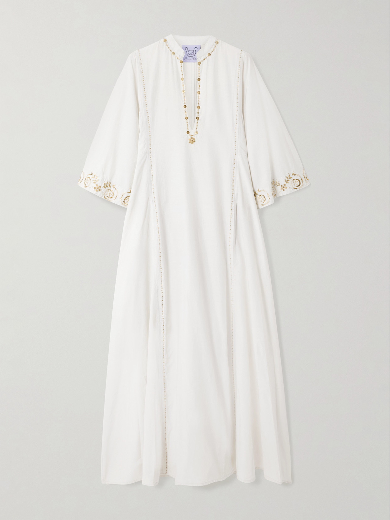 Thierry Colson Rachel Embellished Embroidered Cotton And Silk-blend Kaftan In White