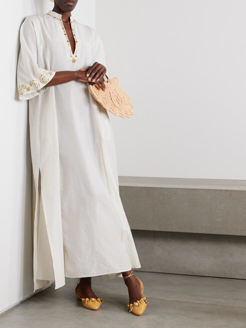 THIERRY COLSON Rachel embellished embroidered cotton and silk-blend kaftan