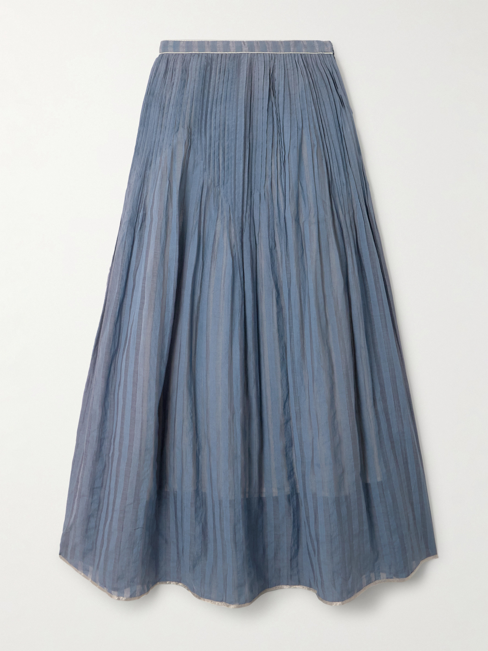 THIERRY COLSON - Delphi pintucked striped cotton and silk-blend