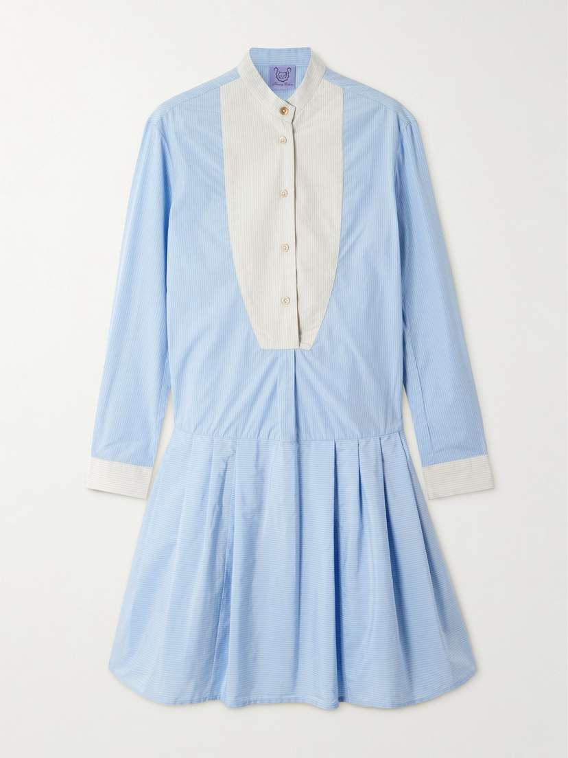 Thierry Colson Lizbeth Pinstriped Cotton-poplin Mini Dress