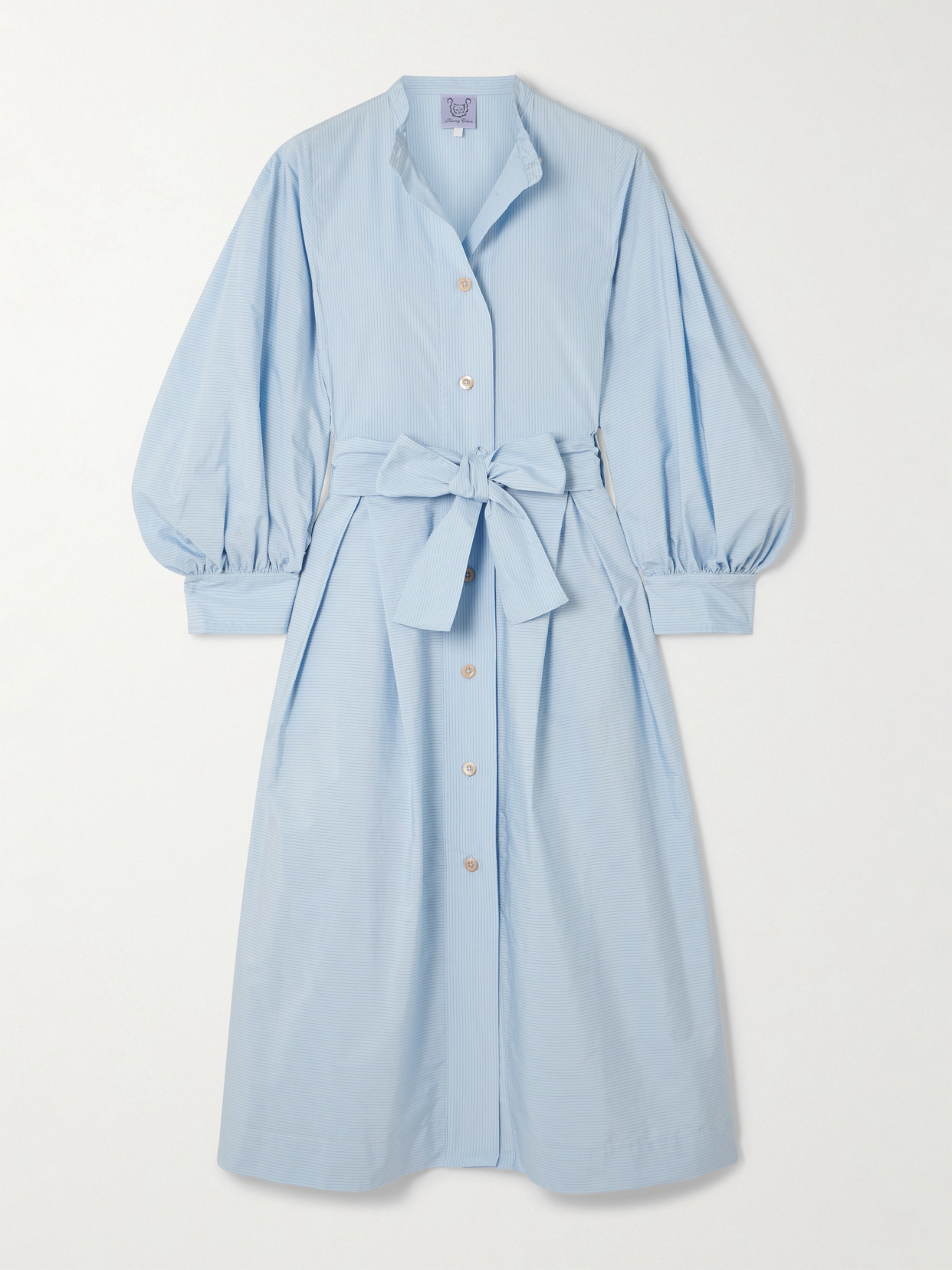 Thierry Colson Yvonne Belted Striped Cotton-poplin Midi Shirt Dress