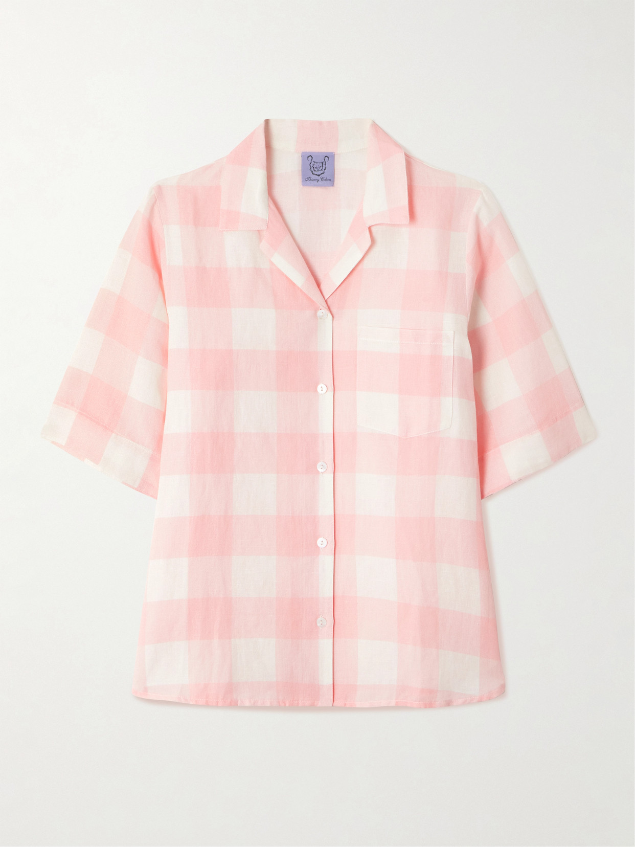 Thierry Colson Zouk Checked Linen And Cotton-blend Shirt In Pink