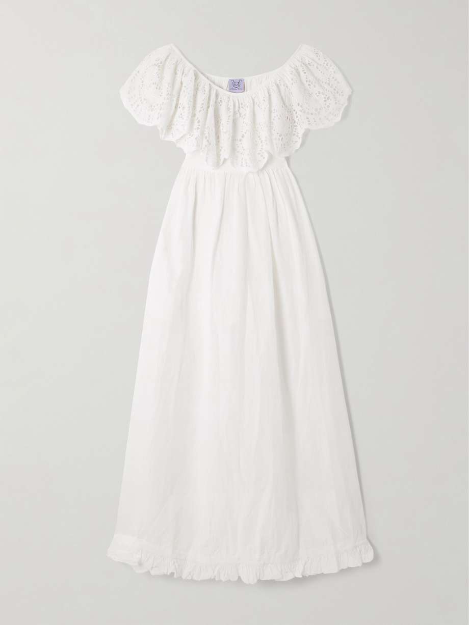 milos ruffled broderie anglaise linen and cotton-blend maxi dress