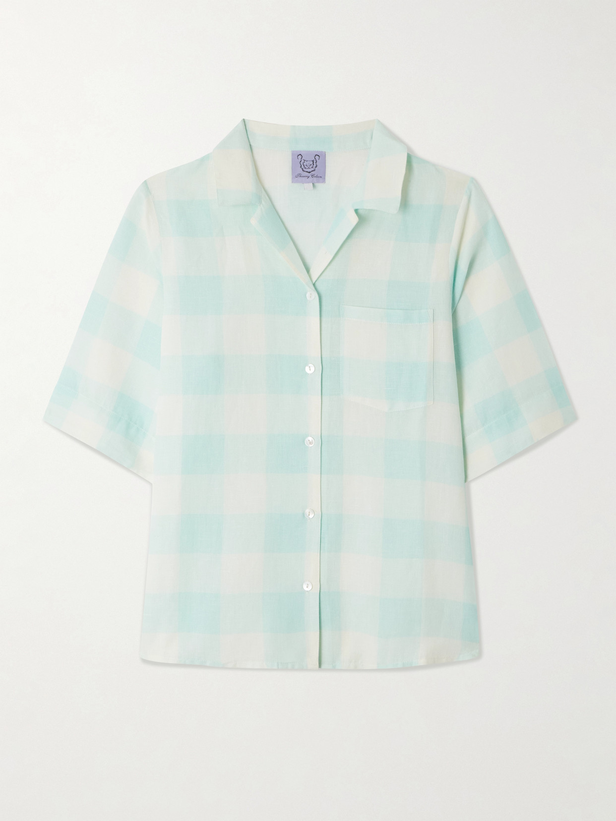 Thierry Colson Zouk Checked Linen And Cotton-blend Shirt In Green