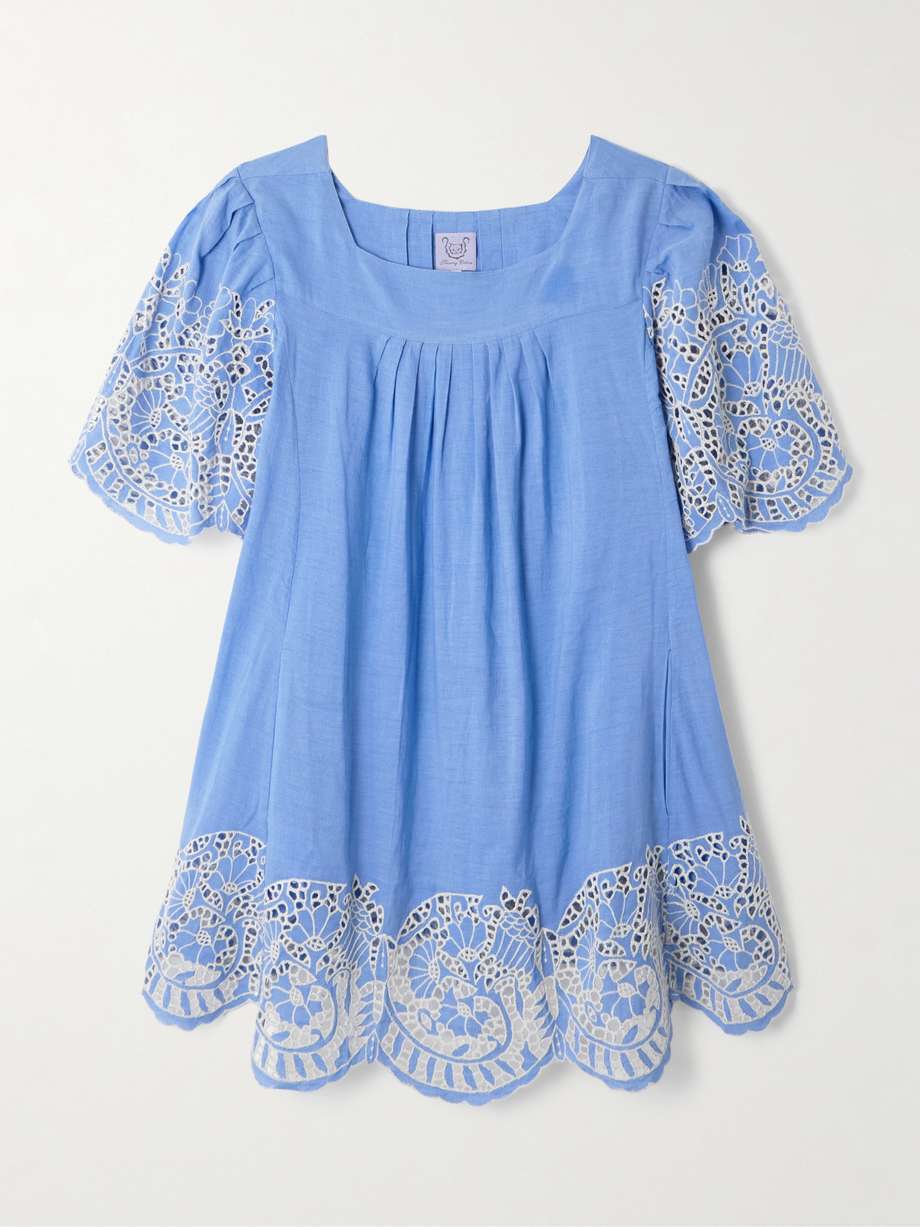 scarlett broderie anglaise linen and cotton-blend mini dress