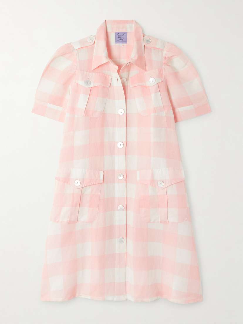 Thierry Colson Boa Checked Linen And Cotton-blend Mini Dress