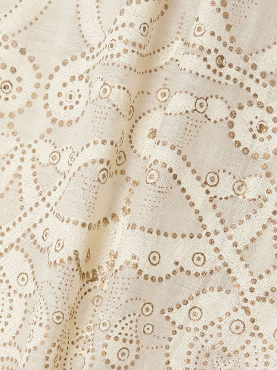 valentina ruffled glittered printed cotton and silk-blend dress