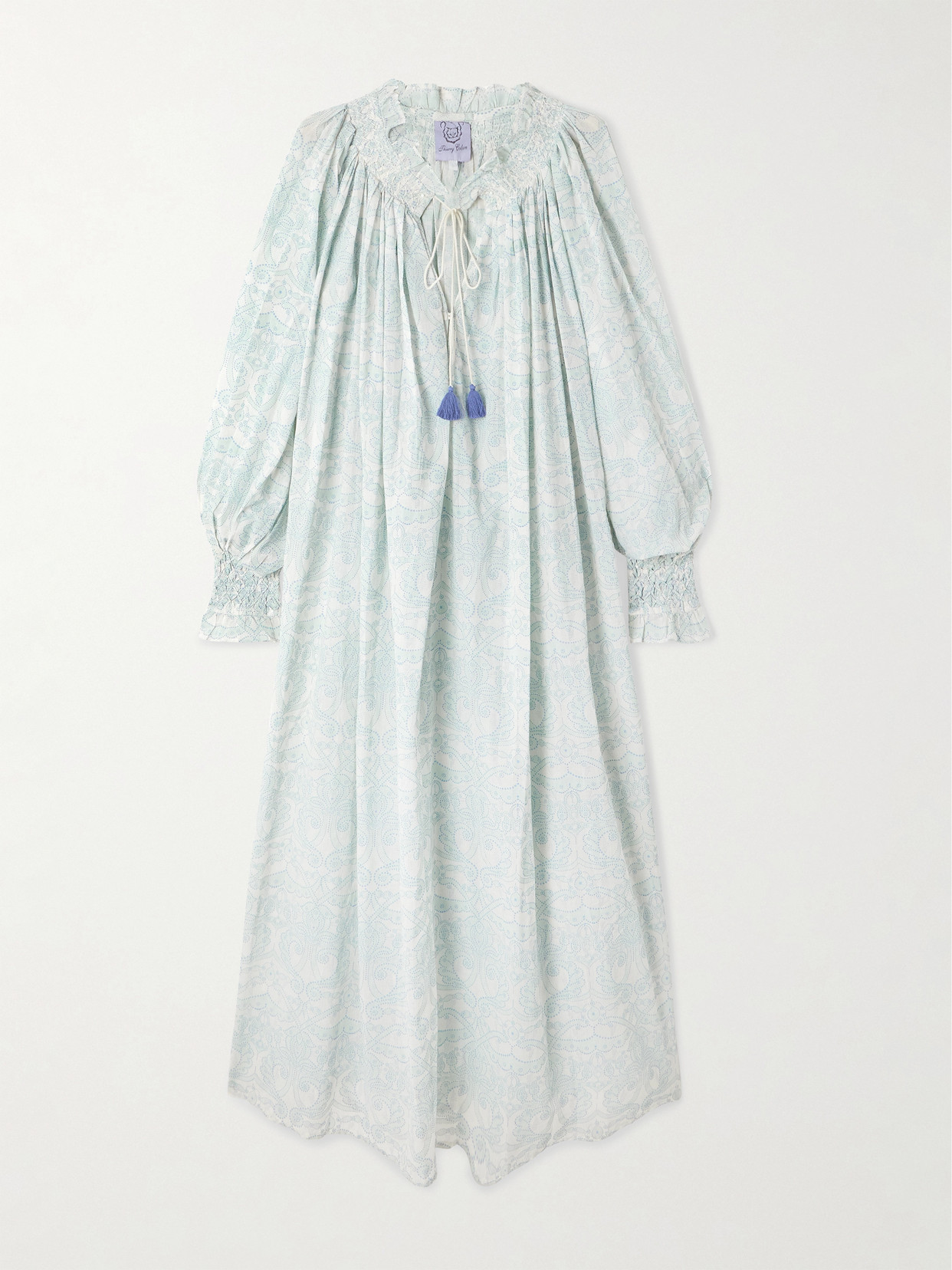 Thierry Colson Vladia Tasseled Printed Cotton-voile Midi Dress In Green