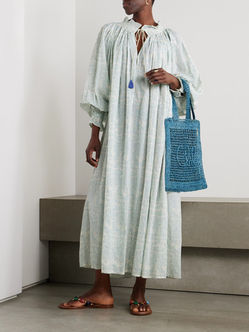 THIERRY COLSON Vladia tasseled printed cotton-voile midi dress