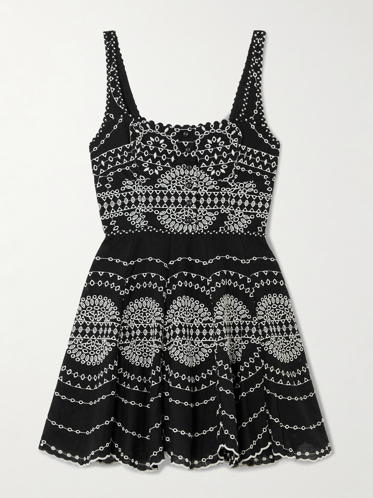 Charo Ruiz Winnie Broderie Anglaise Cotton-blend Mini Dress In Black