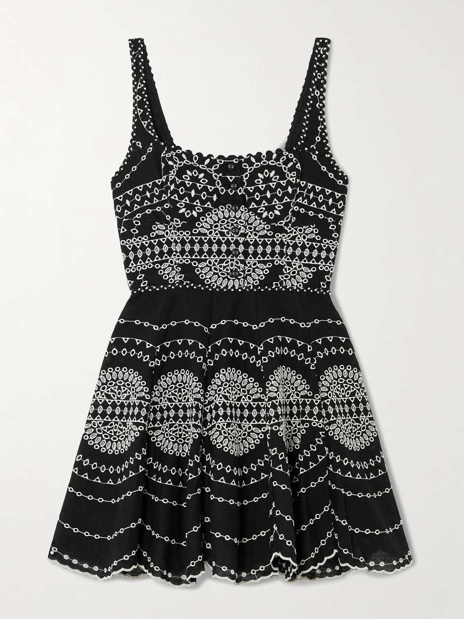 winnie broderie anglaise cotton-blend mini dress