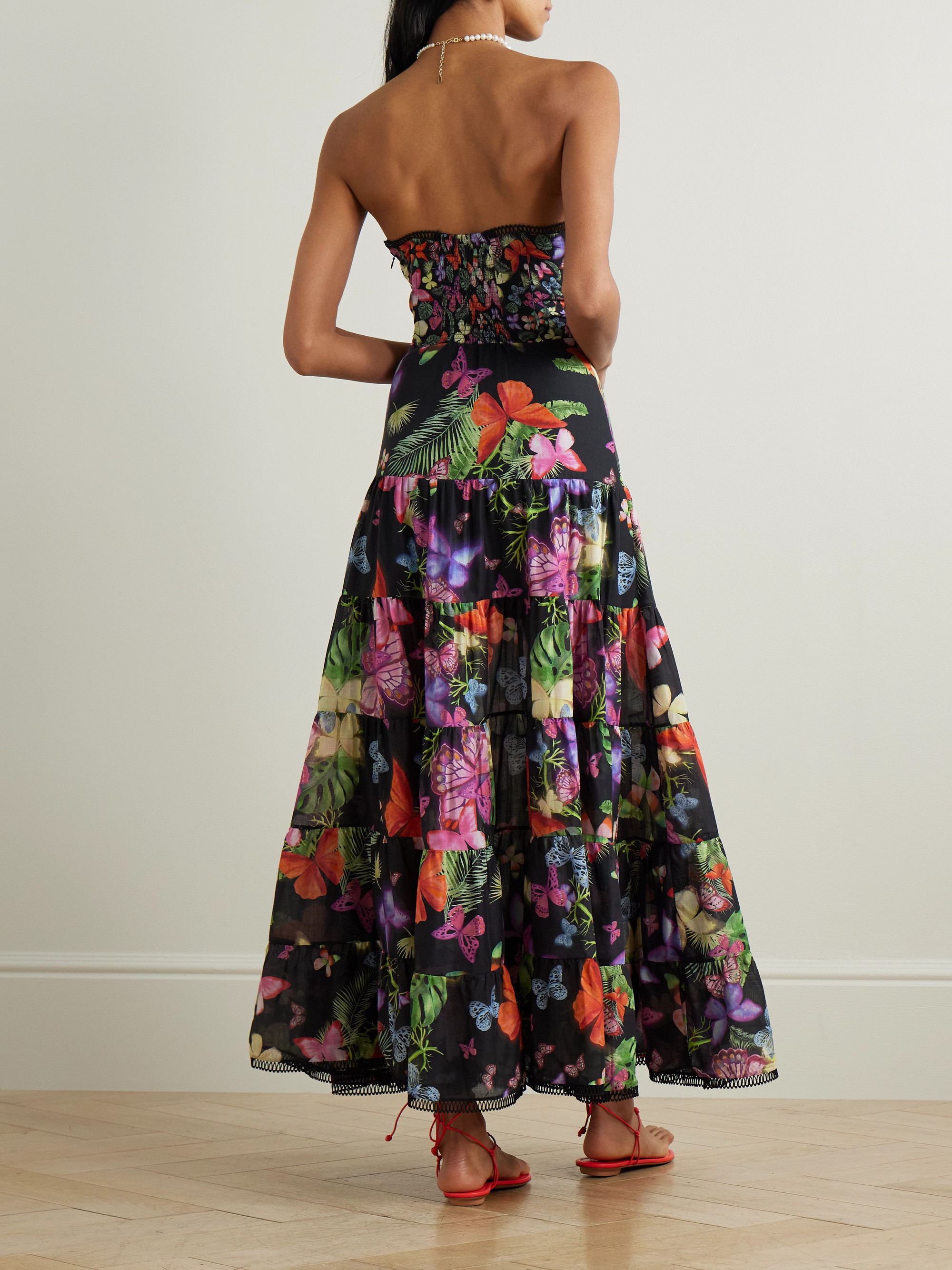 Charo Ruiz - Danny strapless tiered printed cotton-blend maxi dress | Plush Charo Ruiz - Danny strapless tiered printed cotton-blend maxi dress | Plush