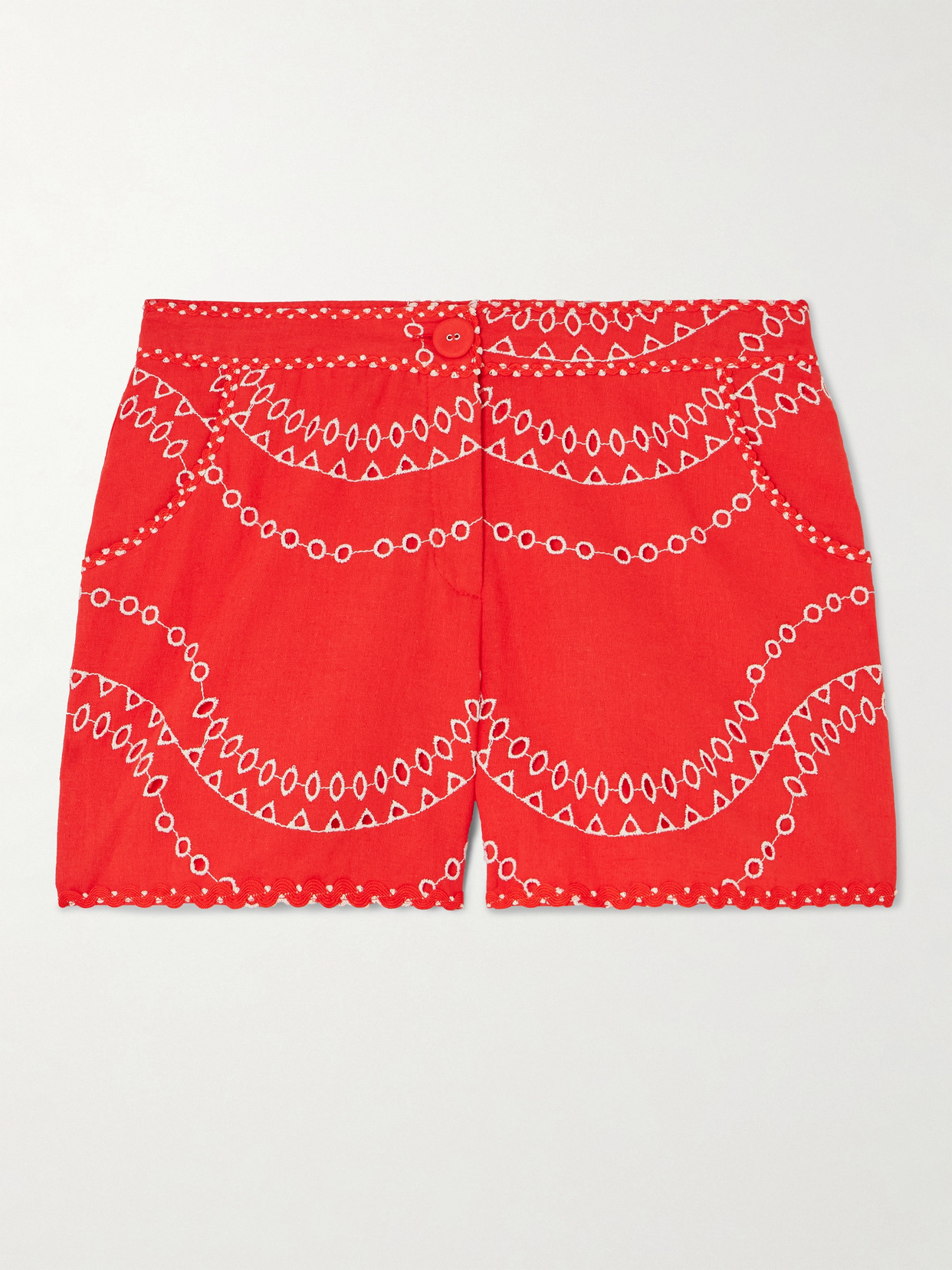 Charo Ruiz - Drea Broderie Anglaise Cotton-blend Shorts - Red