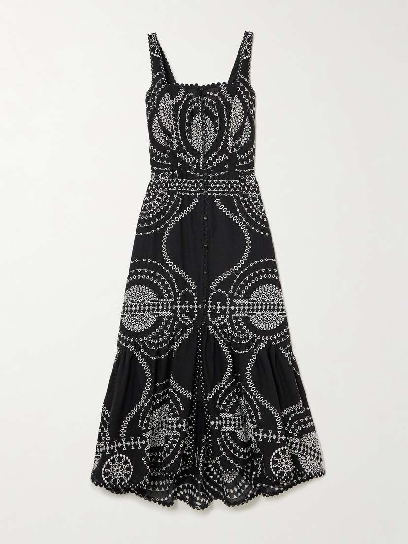 Charo Ruiz Greba Broderie Anglaise Cotton-blend Midi Dress