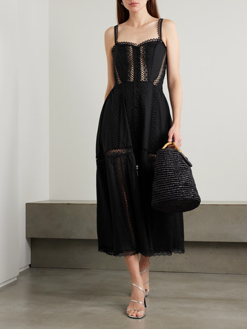 Charo Ruiz Dafelle scalloped guipure lace-trimmed cotton-blend voile midi dress