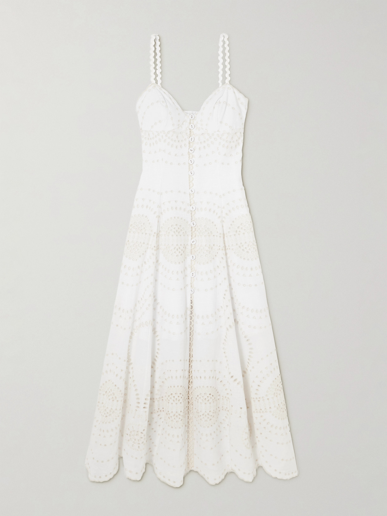 Charo Ruiz Catta Scalloped Broderie Anglaise Cotton-blend Midi Dress In Ivory