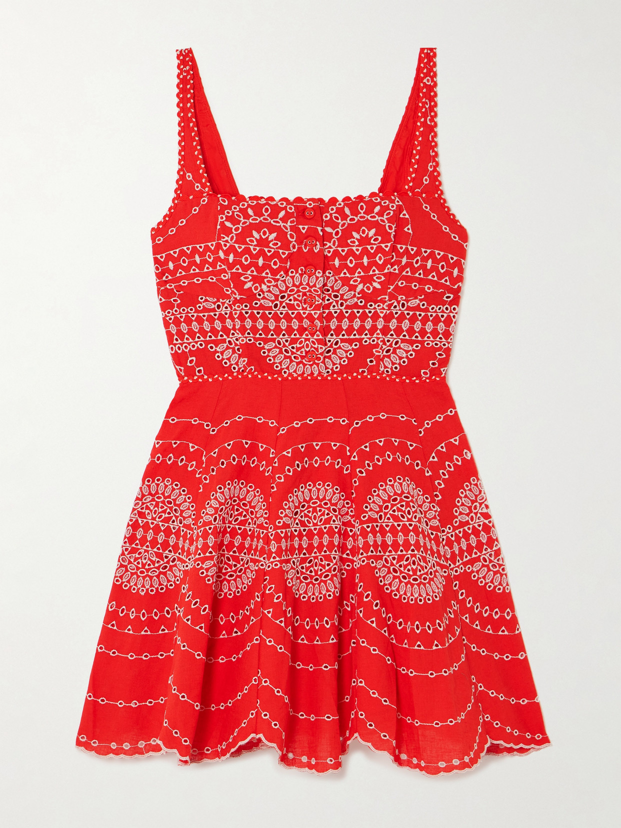 Charo Ruiz - Winnie Broderie Anglaise Cotton-blend Mini Dress - Red