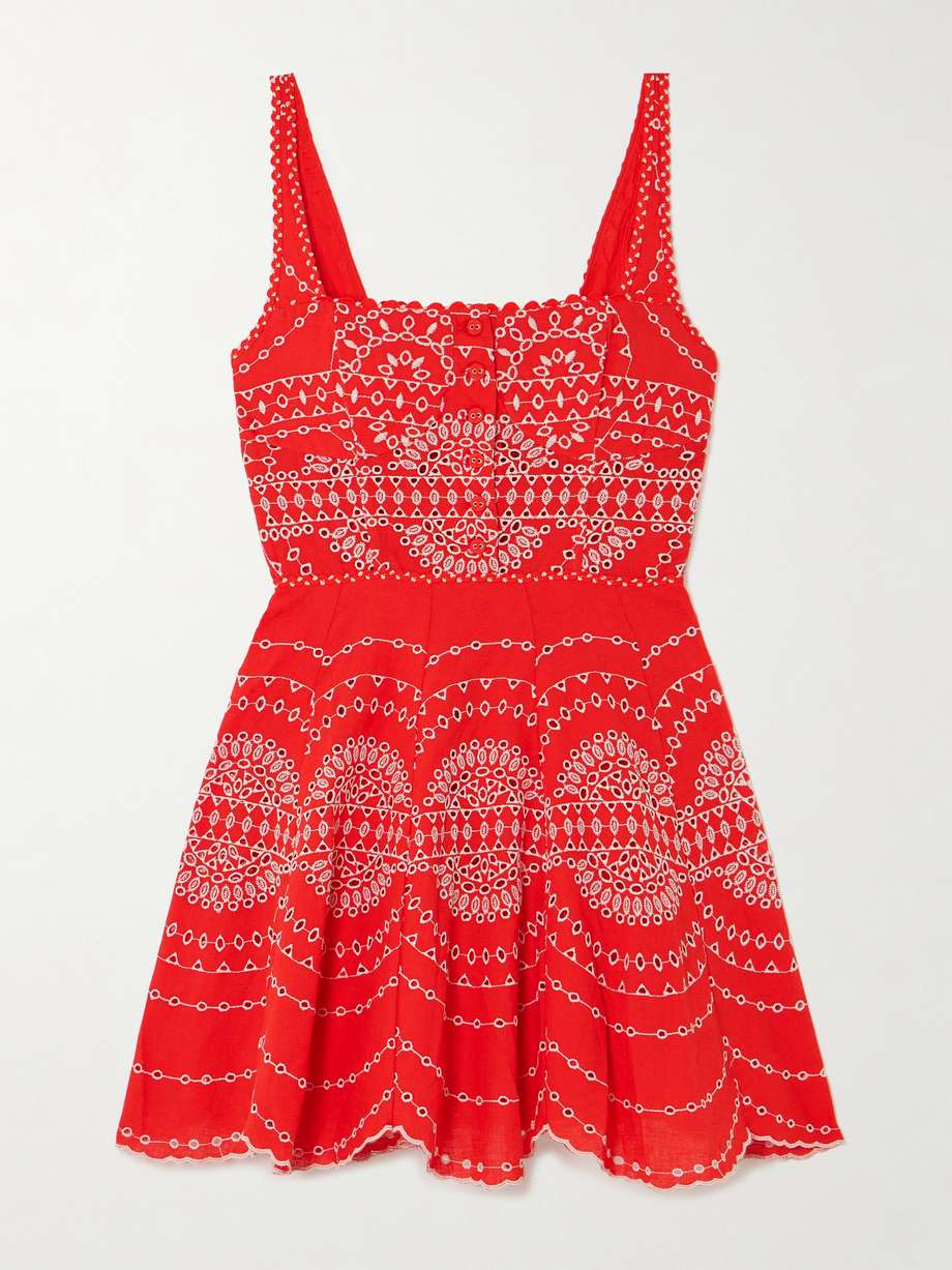 winnie broderie anglaise cotton-blend mini dress