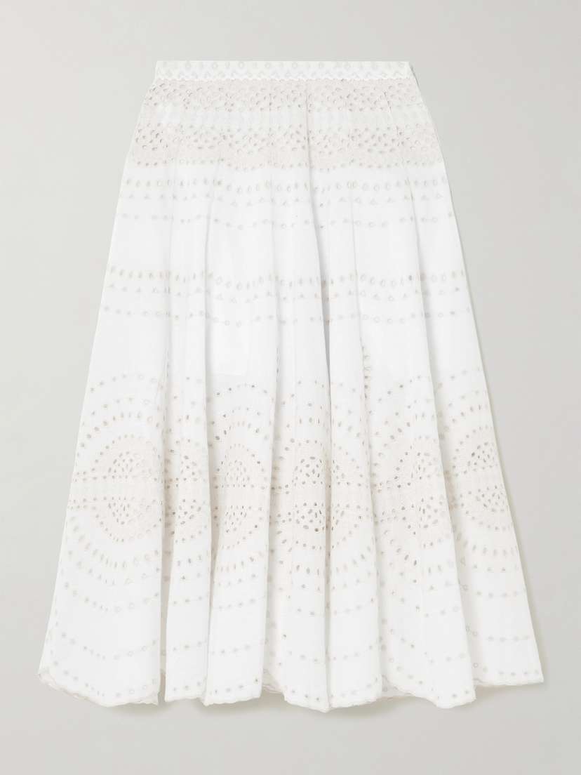 Charo Ruiz Livvy Broderie Anglaise Cotton-blend Midi Skirt