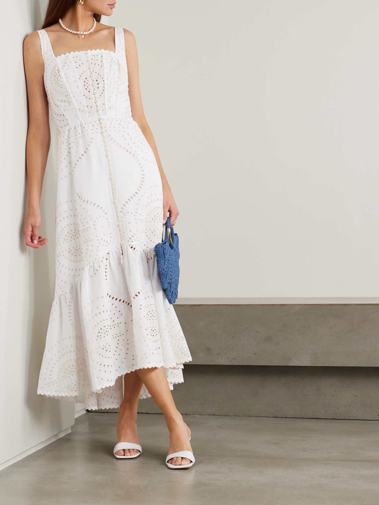 Charo Ruiz Greba Broderie Anglaise Cotton-blend Maxi Dress In Ivory